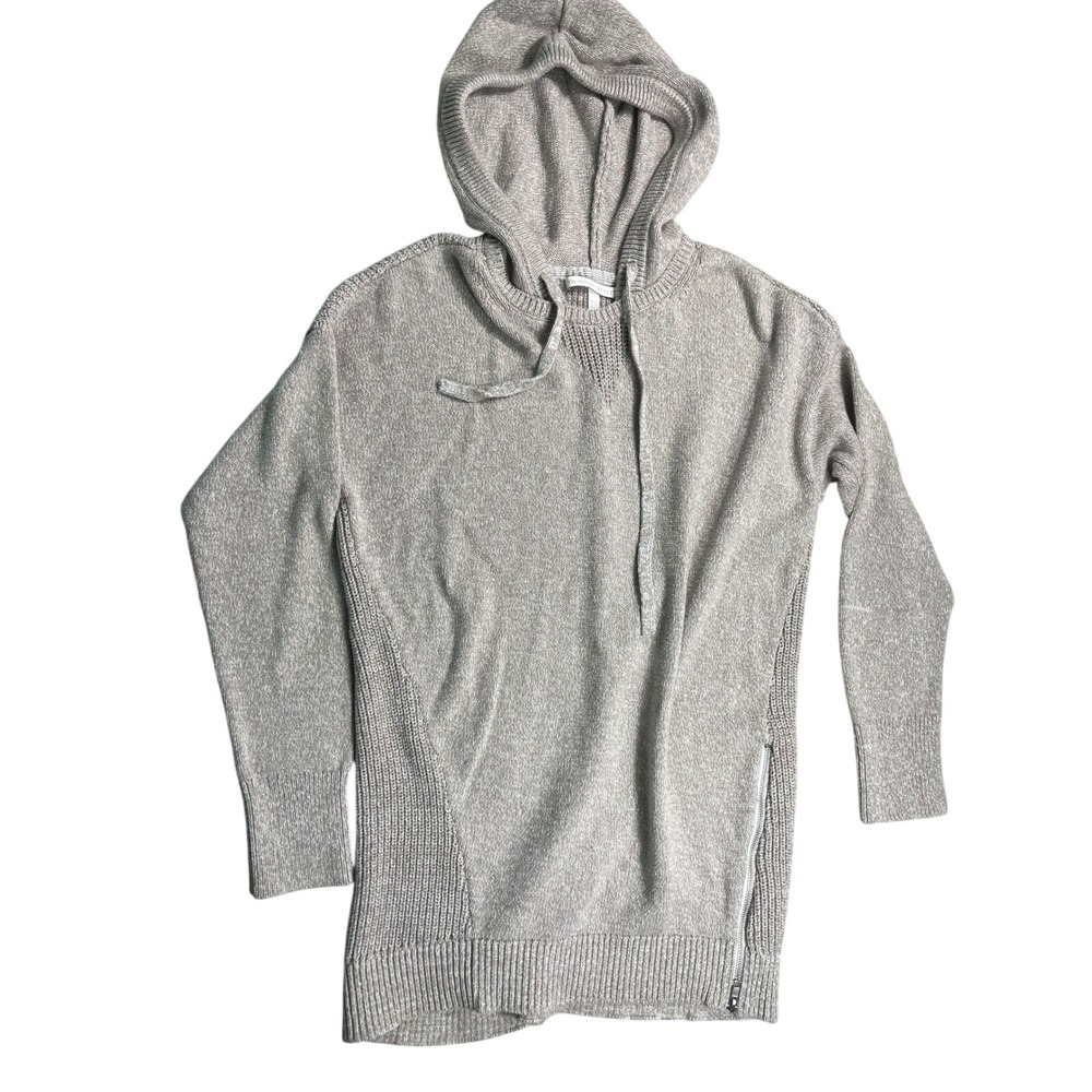 Victoria's Secret Sweater Hoodie Medium 100% Cotton Gray Side Zip Pullover Knit